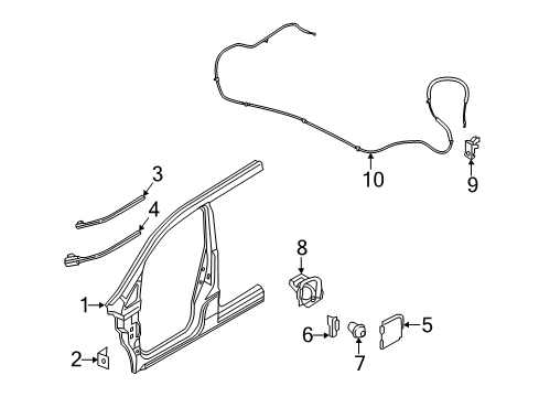 2013 Nissan NV200 Aperture Panel Bracket Assembly Front Fender Diagram for G62903LMMC