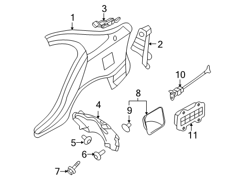 2009 Kia Optima Fuel Door Panel Assembly-Quarter Diagram for 715032GC91