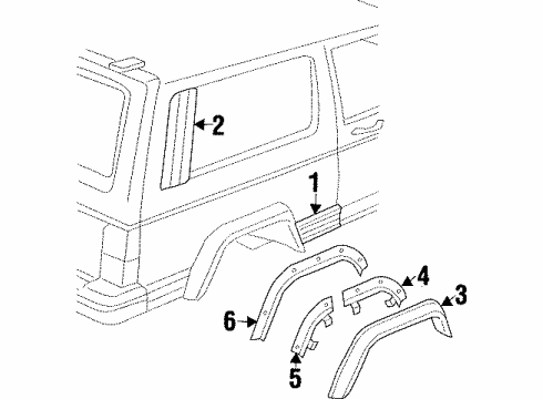1994 GMC K1500 Suburban Exterior Trim - Quarter Panel Molding-Quarter Panel Diagram for 5DY27DX9AE