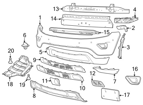 2015 Jeep Grand Cherokee Front Bumper ABSORBER-Front Energy Diagram for 68223471AA