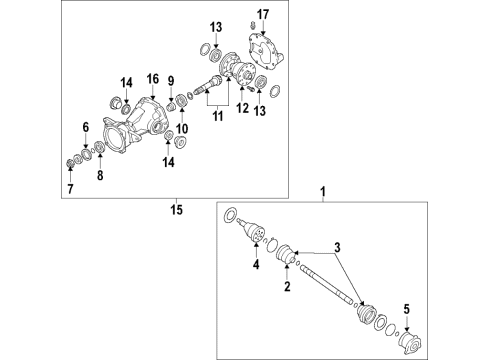 2019 Hyundai Santa Fe XL Rear Axle, Axle Shafts & Joints, Differential, Drive Axles, Propeller Shaft Carrier Assembly Diagram for 530103B561