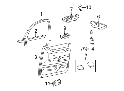 2010 Ford Crown Victoria Interior Trim - Front Door Window Molding Diagram for 1W7Z5420891AAA