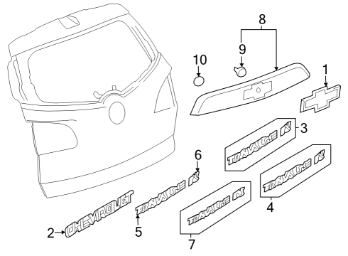 2015 Chevrolet Traverse Exterior Trim - Lift Gate Applique Diagram for 23267413