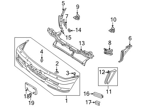 2001 Mitsubishi Montero Sport Front Bumper Grommet Diagram for MS480001