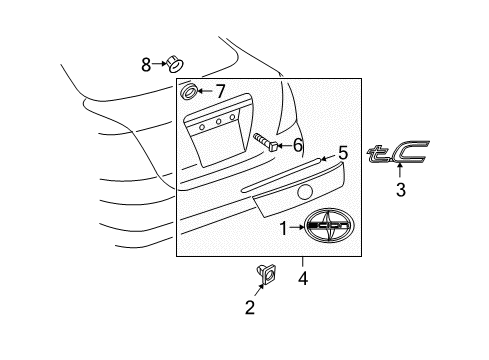 2009 Scion tC Exterior Trim - Lift Gate Emblem Diagram for 7544121070