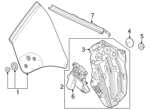Glass & Hardware - Quarter Panel Quarter Glass Diagram for FR3Z7621412D