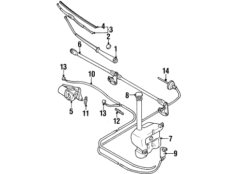 1997 Geo Metro Windshield - Wiper & Washer Components Insert, Windshield Wiper Blade Diagram for 91171298