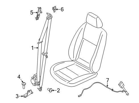 2016 Ford Transit Connect Seat Belt Latch Diagram for DT1Z1760045A