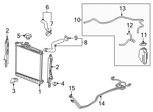 2008 Hummer H3 Radiator & Components Radiator Assembly Diagram for 25964053