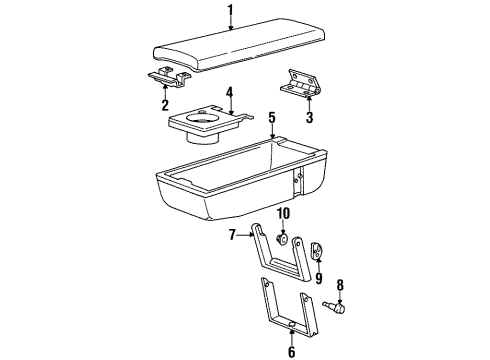 1997 Chevrolet Lumina Center Armrest Latch Asm, Front Seat Storage Armrest Medium Dark Adr*Blue Diagram for 12513861