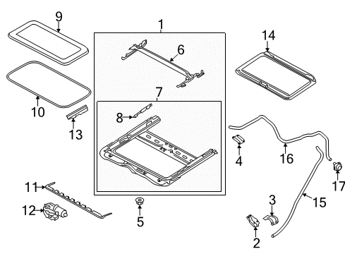 2016 Infiniti QX60 Shade Assy-Sunroof Diagram for 912501A69A