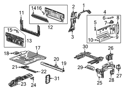 Pillars Inner Structure, Pick Up Box Components Pressure Vent Diagram for 13502349