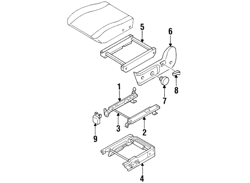 1997 Acura SLX Tracks & Components Cover, Passenger Side Reclining (Dark Gray) Diagram for 8971528062