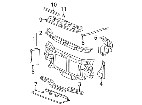 2007 GMC Savana 2500 Radiator Support Radiator Support Diagram for 84201377