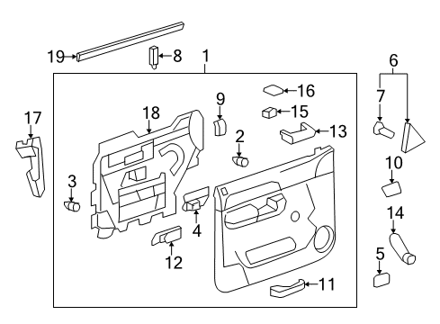2012 GMC Sierra 3500 HD Interior Trim - Front Door Door Trim Panel Diagram for 23402976