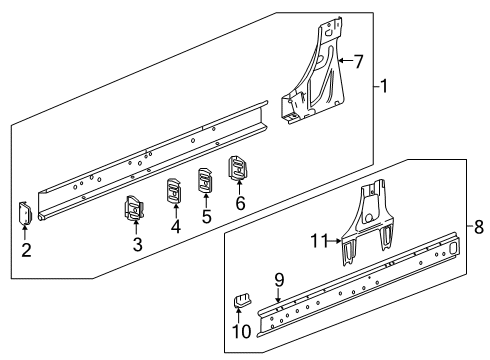 2019 Land Rover Range Rover Rocker Panel Inner Rocker Brace Diagram for 84489311