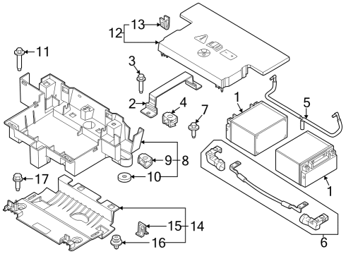 Battery BRACKET - BATTERY HOLD DOWN Diagram for ML3Z10753B