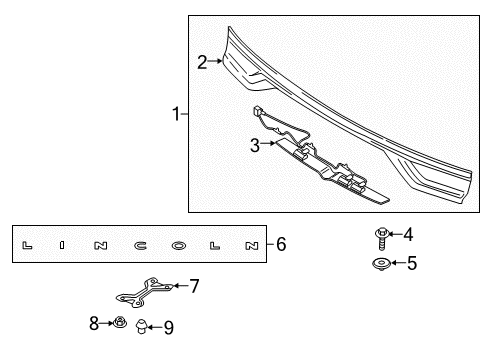 2018 Lincoln Continental Exterior Trim - Trunk Lid License Bracket Bumper Diagram for W719253S300