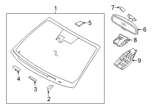 2015 Hyundai Sonata Windshield Glass Windshield Glass Assembly Diagram for 86110C1330