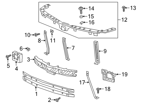 2020 Cadillac XT6 Front Bumper Lower Brace Diagram for 84573368