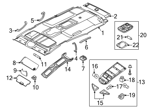 2011 Nissan Armada Interior Trim - Roof Lamp Assembly Map Diagram for 26430ZQ81A