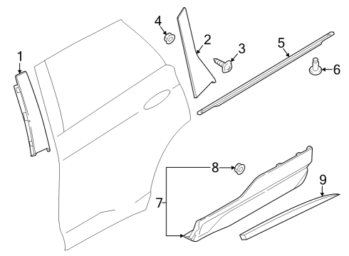 2019 Ford Edge Exterior Trim - Rear Door Rear Applique Diagram for FT4Z58255A34F