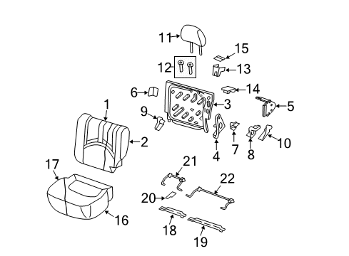 2012 Ford Escape Rear Seat Components Seat Back Frame Diagram for AL8Z78613A39A