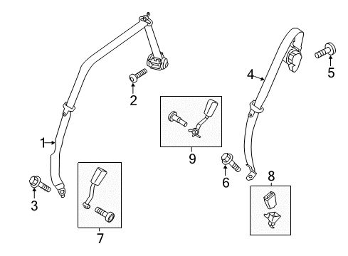 2015 Ford C-Max Seat Belt Outer Buckle Diagram for CJ5Z7860044AA