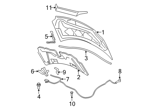 2006 Ford Freestar Hood & Components, Exterior Trim Latch Diagram for 6F2Z16700AA