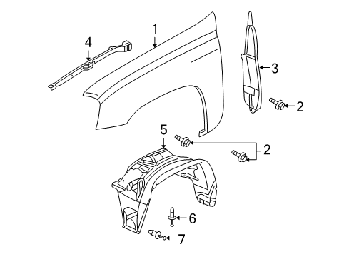 2006 Buick Rainier Fender & Components Wheelhouse Liner Diagram for 15165886