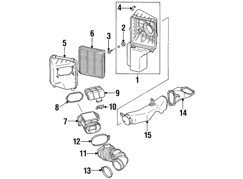 1997 Mitsubishi Eclipse Powertrain Control RETAINER-Air Cleaner Diagram for MF661123
