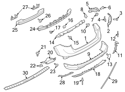 2020 Lincoln Nautilus Rear Bumper Upper Cover Rivet Diagram for W718033S300