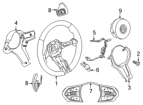 2018 BMW M2 Steering Column & Wheel, Steering Gear & Linkage Steering Wheel Leather Diagram for 32307847606