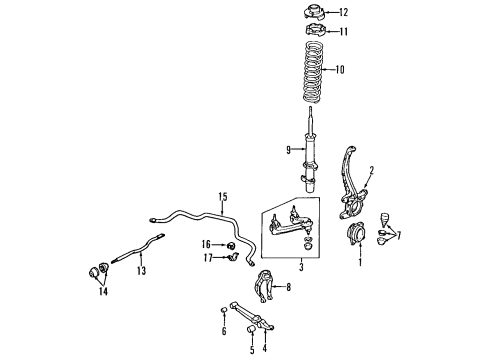 1997 Honda Odyssey Suspension Components, Lower Control Arm, Upper Control Arm, Stabilizer Bar Spring, Front Stabilizer (30.0Mmxt4.5) Diagram for 51300SX0003