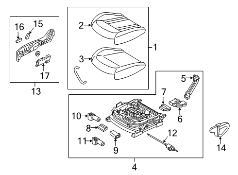 2019 Genesis G70 Passenger Seat Components Tilt Motor Assembly-RH Diagram for 88683J5000