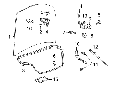 2003 Chrysler Concorde Trunk Lid Latch-DECKLID Diagram for 5056206AF