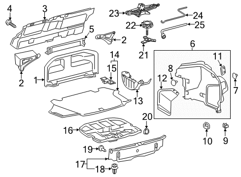 2016 Lexus ES300h Interior Trim - Rear Body Panel, Room Partition Diagram for 6424333010
