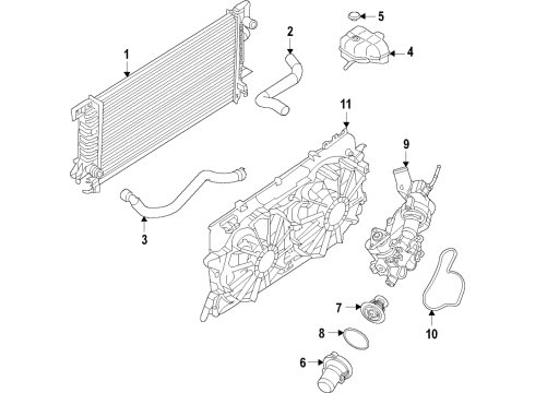 2021 Ford Bronco Cooling System, Radiator, Water Pump, Cooling Fan HOSE - RADIATOR Diagram for MB3Z8260E