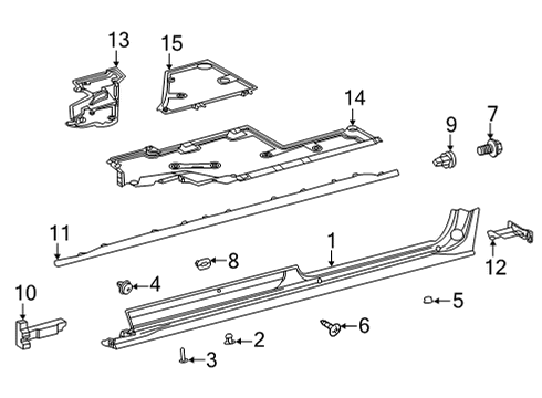 Exterior Trim - Pillars Rocker Molding Bolt Diagram for 90119A0046