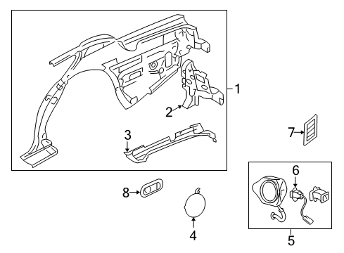 2011 Lincoln Town Car Fuel Door Fuel Pocket Diagram for 6W1Z5427936A