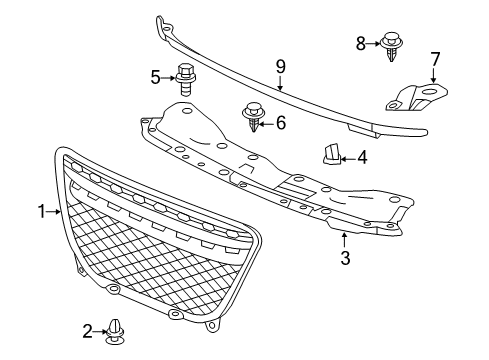 2012 Honda CR-Z Grille & Components Grille, Front Diagram for 71121SZTA01