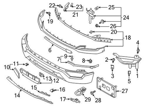 2022 Ford F-150 Bumper & Components - Front Module Bolt Diagram for W505425S442