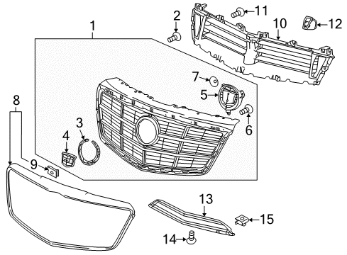 2014 Cadillac CTS Front Bumper - Grille & Components Emblem Diagram for 22782410