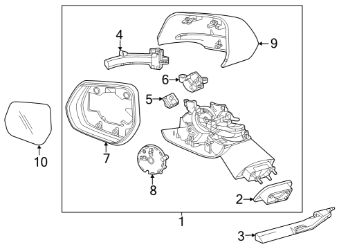 Outside Mirrors Mirror Assembly Seal Diagram for 84025011