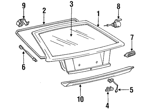 1994 Hyundai Excel Lift Gate Rear Wiper Motor & Linkage Assembly Diagram for 9870024000