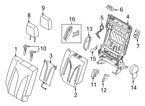 2015 Lincoln MKC Rear Seat Components Seat Belt Guide Diagram for CJ5Z78613D10AD