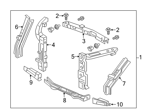 2019 Honda Odyssey Radiator Support Frame Set, Front Bulkhead (Upper) Diagram for 04602THRA00ZZ