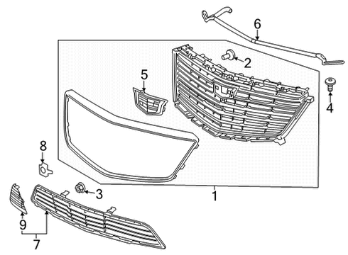 2013 Chevrolet Traverse Grille & Components Front Weatherstrip Diagram for 84383090