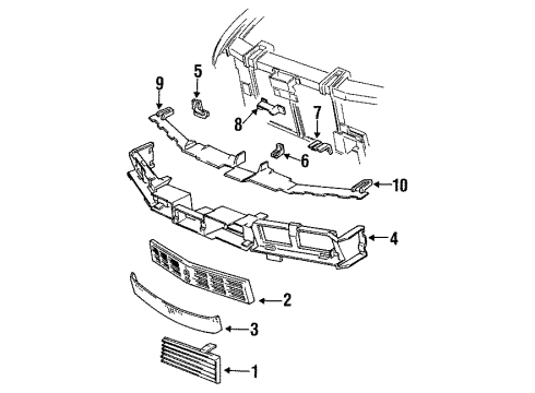1991 Oldsmobile Cutlass Supreme Grille & Components Support-Headlamp Housing Diagram for 10053162