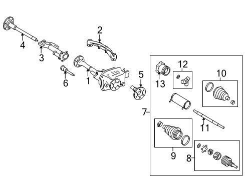2011 GMC Yukon XL 1500 Carrier & Front Axles Axle Asm-Front (3.08 Ratio) Diagram for 22933067